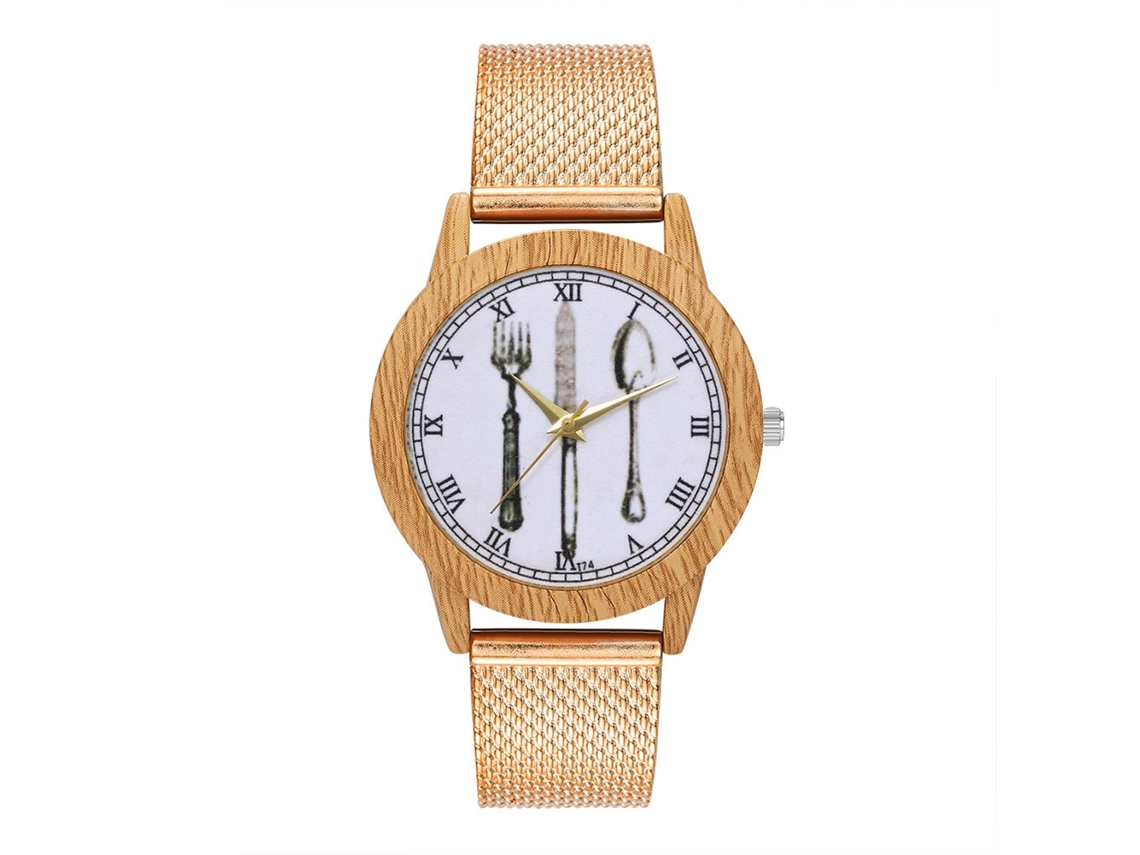 Relógio de pulso Zhoulianfa Simple Fashion Quartz Mesh para homens e mulheres T74-f (ouro rosa)
