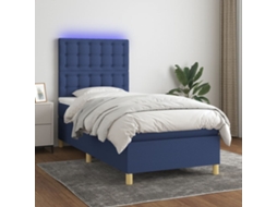 Vidaxl Cama Box Spring C/ Colchão E Led 90x190 Cm Tecido Azul