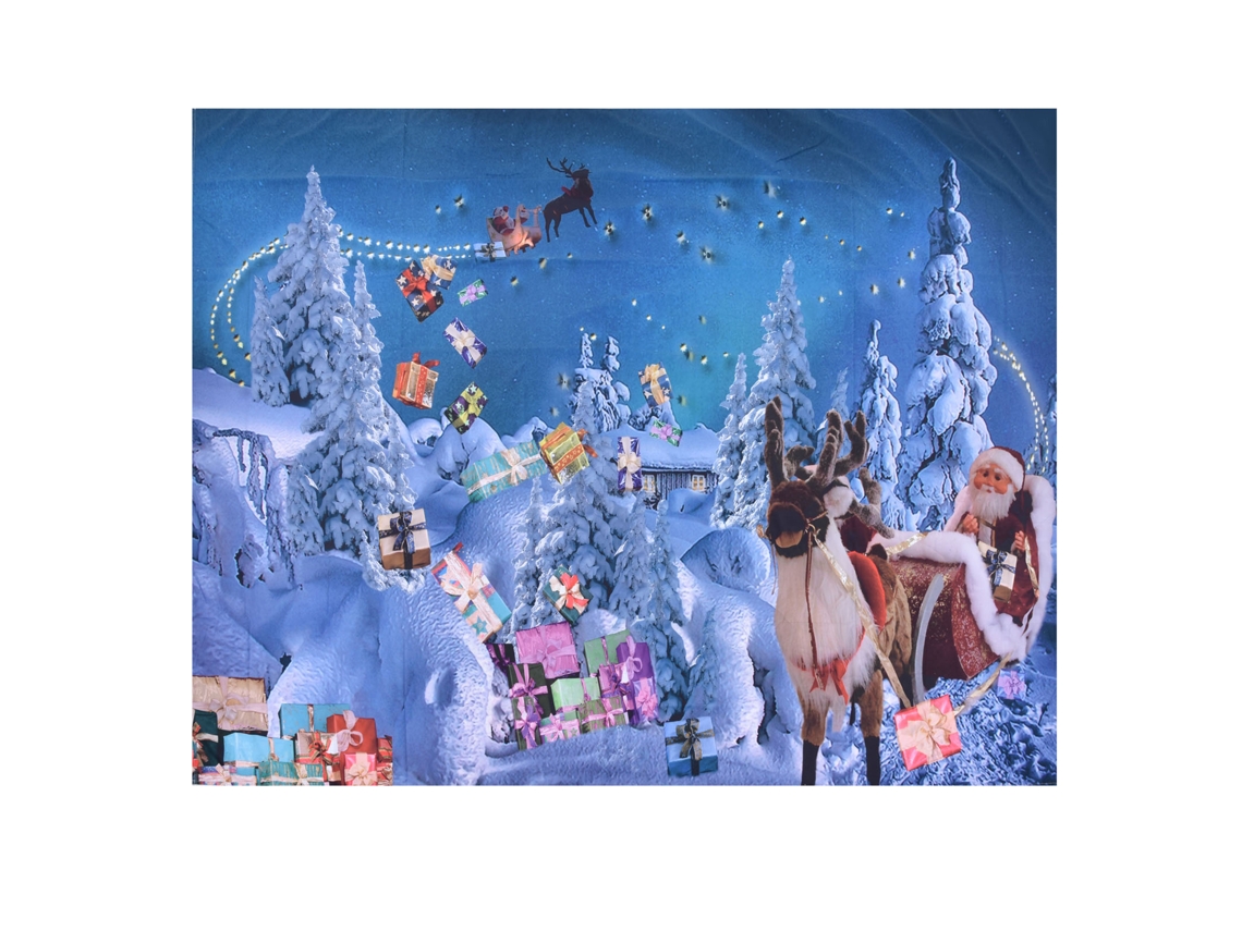 Tapete de parede natal com fibra de poliéster 230x180cm para decoração e fundo de fotografia | S/MARCA
