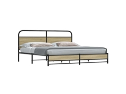 Vidaxl Estrutura De Cama Sem Colchão 193x203cm Metal Carvalho Sonoma
