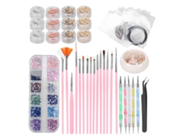 Kit De Ferramentas Para Arte De Unhas: Pincéis, Pontas, Pedras, Rhinestones, Papel De Foil, Decoração Diy