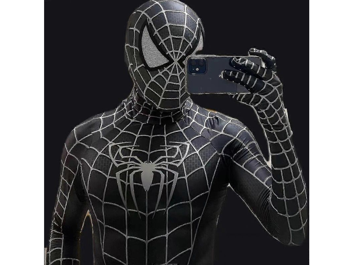 Traje De Cosplay Homem Halloween Venom Symbiote Homem-aranha Remy Preto Xxl Com Capuz Removível Xxl Capucha Desmontable