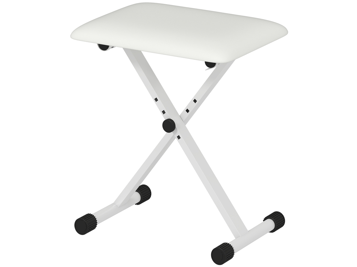 Banco De Piano Dobrável Com Altura Ajustável E Assento Estofado Em Pu, 39x29x37-47cm, Branco