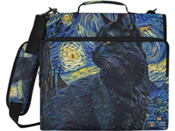 Pasta Organizadora Com Estampa De Gato Da Noite Estrelada, Com Zíper, Resistente À Água, Compartimento Laptop E 3 Bolsos
