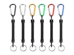 Chaveiro Espiral AQUAFORGE de Linha de Pesca, 6 Peças, com Trava e Mola
