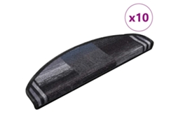 Vidaxl Tapetes De Escadas Adesivos 10 Pcs 65x21x4 Cm Preto E Cinzento