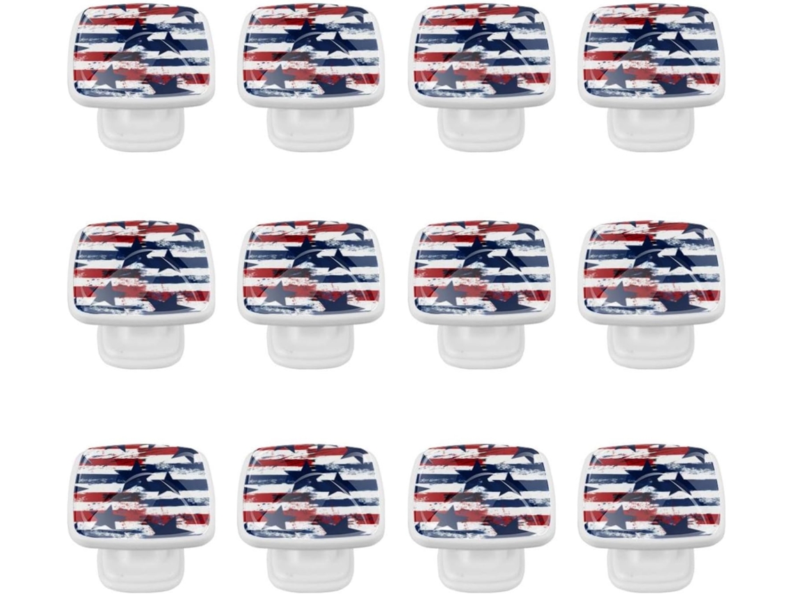 Puxadores Quadrados Para Gavetas De Cômoda, Puxadores Para Armários De Cozinha, 12 Peças, Bandeira Americana 4de Julho