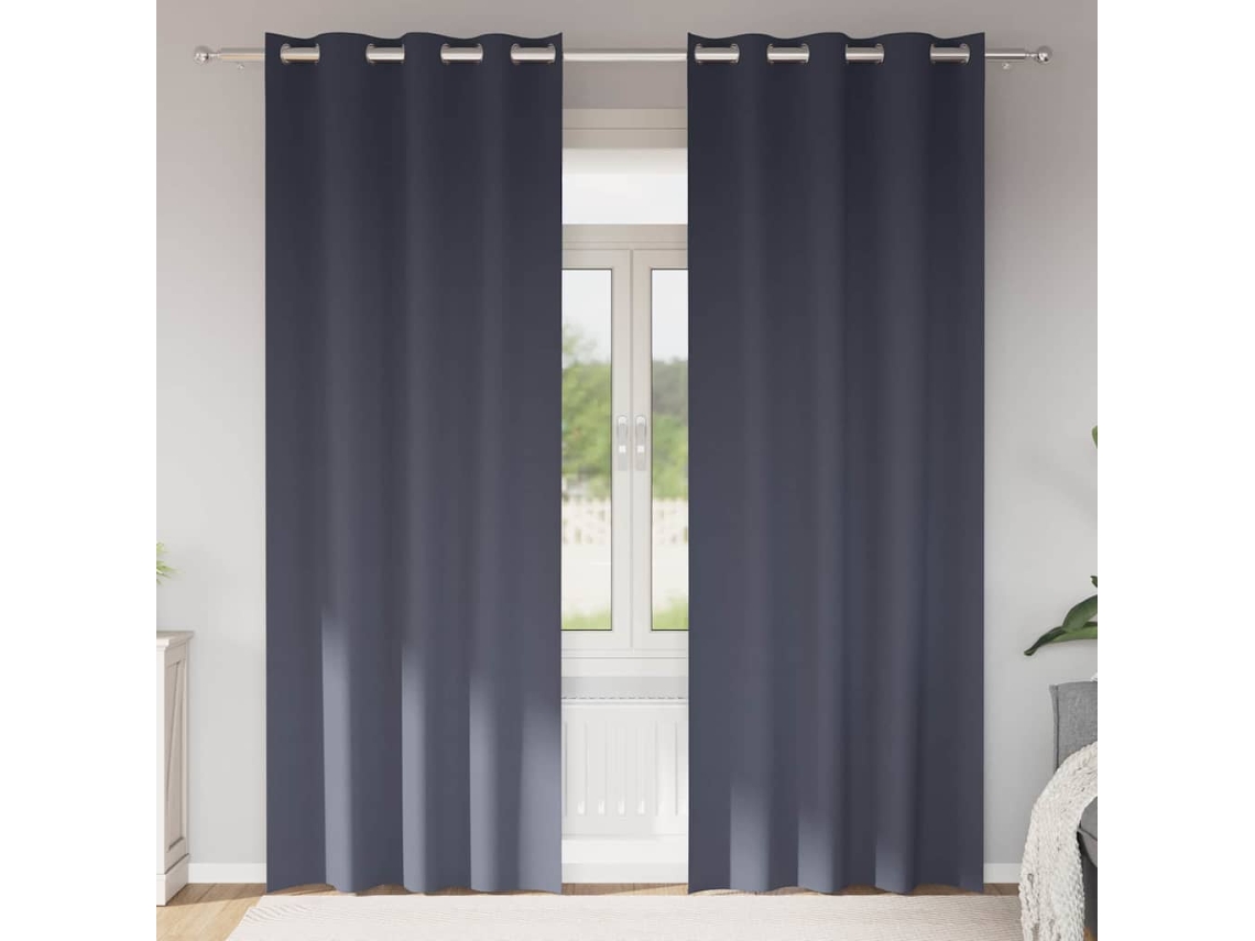 Vidaxl Cortinas Blackout Com Argolas 2 Pcs Antracite 245 X 140 Cm