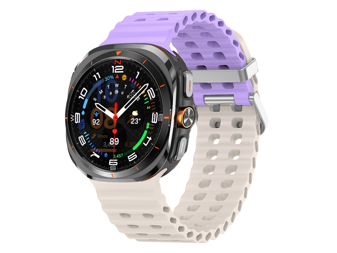 Pulseira Marine Para Samsung Galaxy Watch Ultra 2/1 47mm (2026/2025/2024), Silicone, Desportiva Roxo/starlight Hexinyigjly
