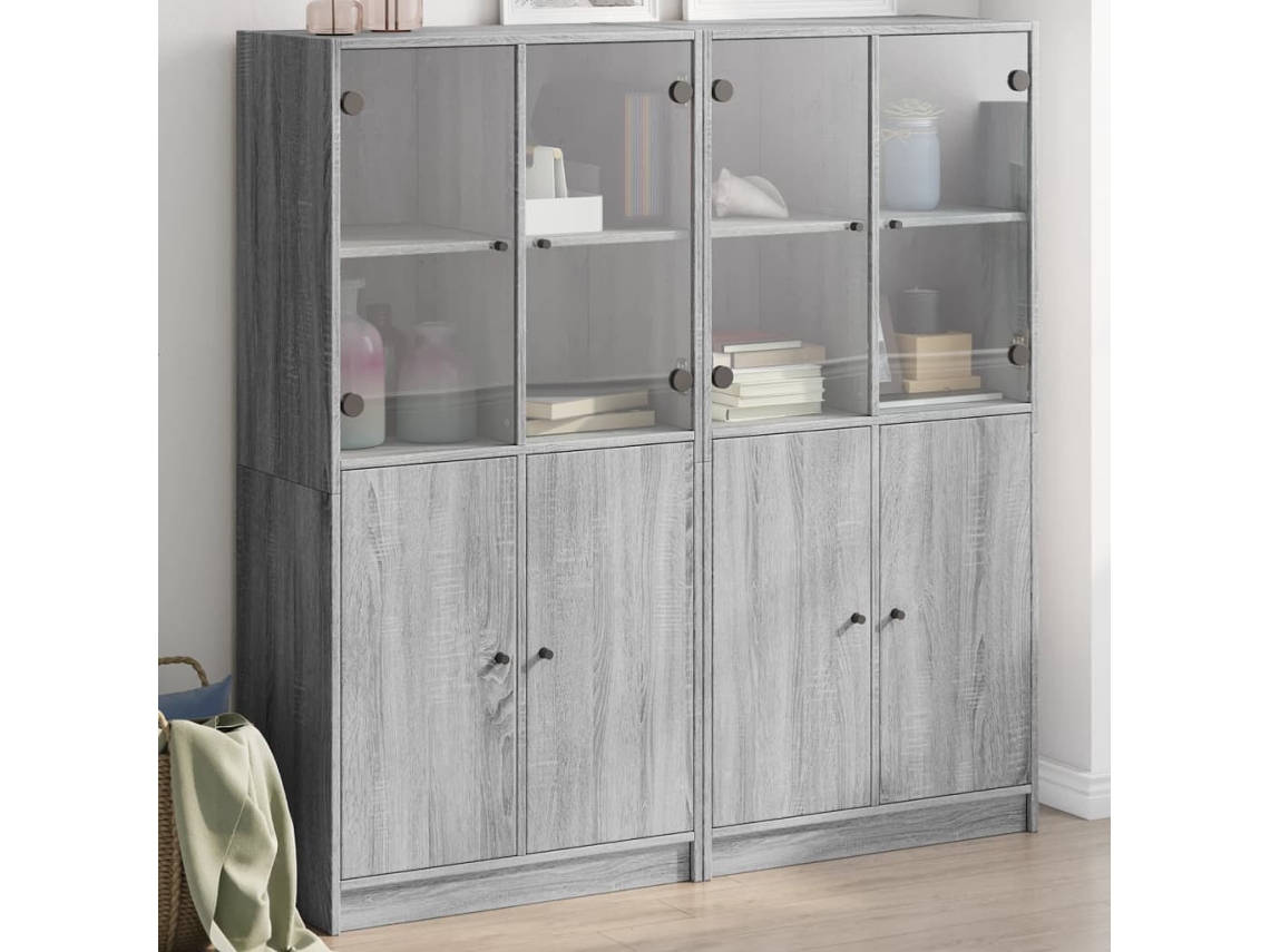 Vidaxl Estante C/ Portas 136x37x142 Cm Derivados Madeira Cinza Sonoma