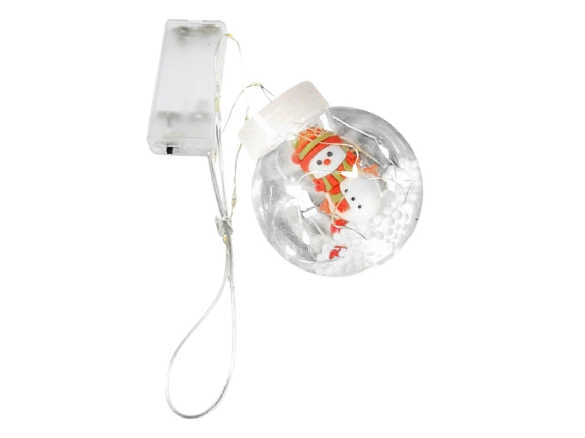 Decoração De Natal Com Boneco De Neve, Árvore E Esfera Luminosa Led