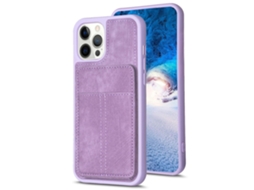 Capa Quedas Para Iphone 15 Pro Max Pele Sintética Com Porta-cartões Roxo