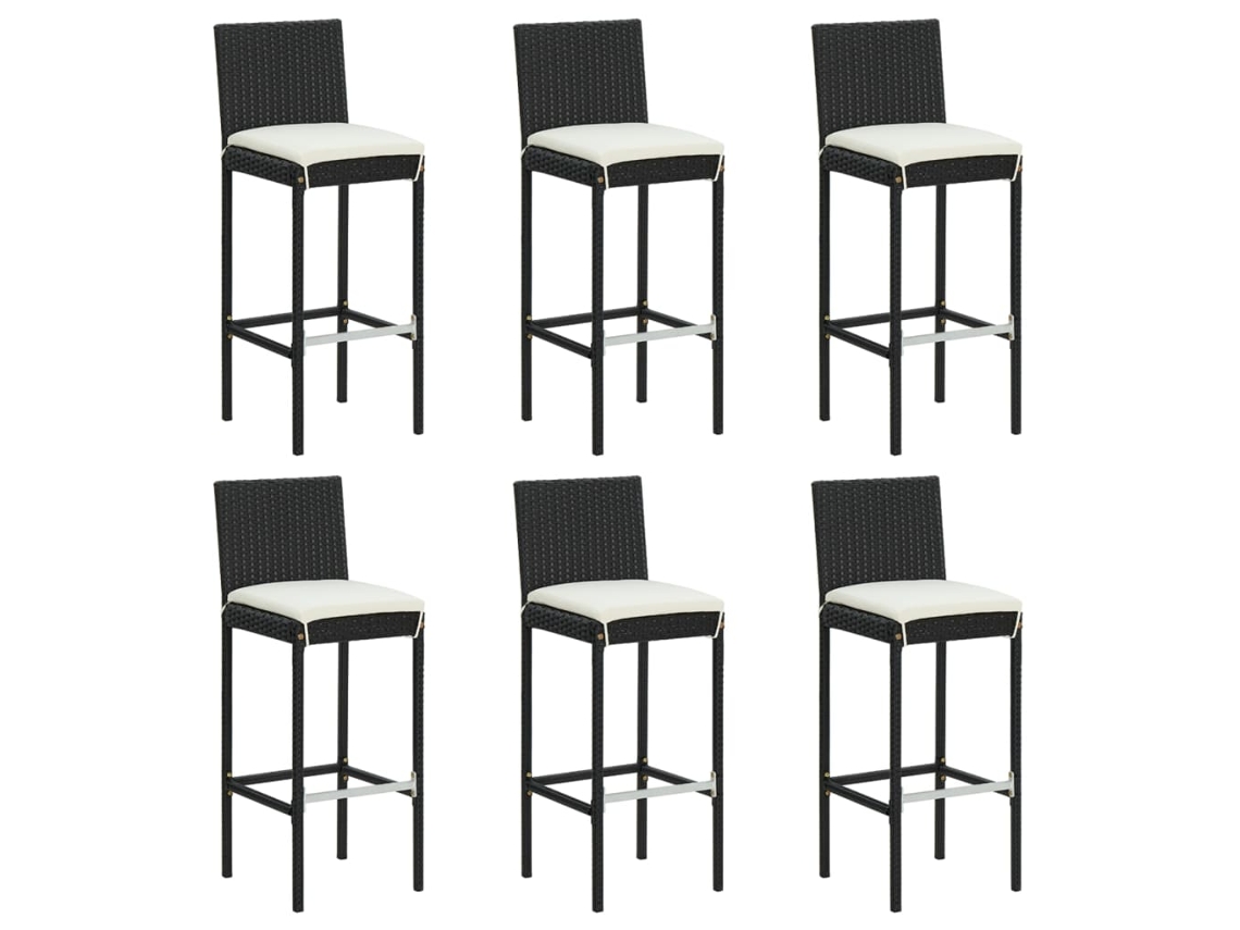 Bar Stool, Bar Stools Vidaxl Preto Rattan / Vime (n/a)