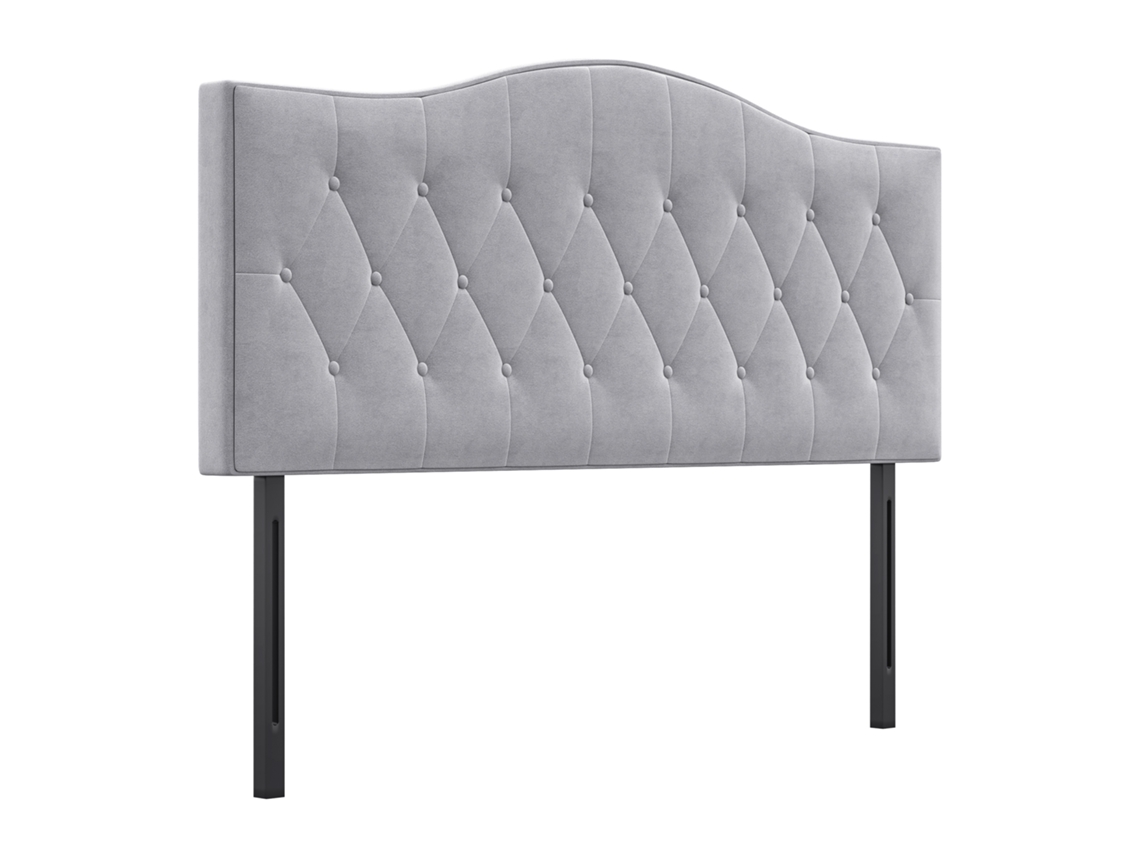 Cabeceira Estofada Elegante Em Cinza, Compensado E Poliéster, Design Moderno, 185x8x134cm.