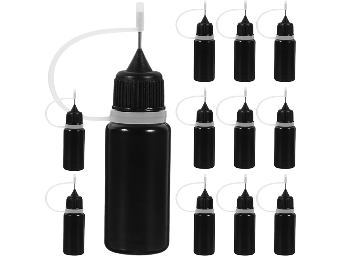 Pacote Com 12 Frascos Conta-gotas De Plástico Preto Opaco De 10 Ml Com Ponta De Apertar.