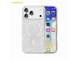 Capa Amorus Para Iphone 17 Pro Max Com Magsafe E Glitter Powder Em Pc Tpu - Branca