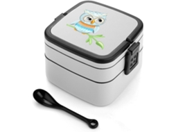 Marmita Bento De Coruja Com Duas Camadas, Empilhável, À Prova De Vazamentos, 1000ml, Com Colher, Recipiente Portátil De
