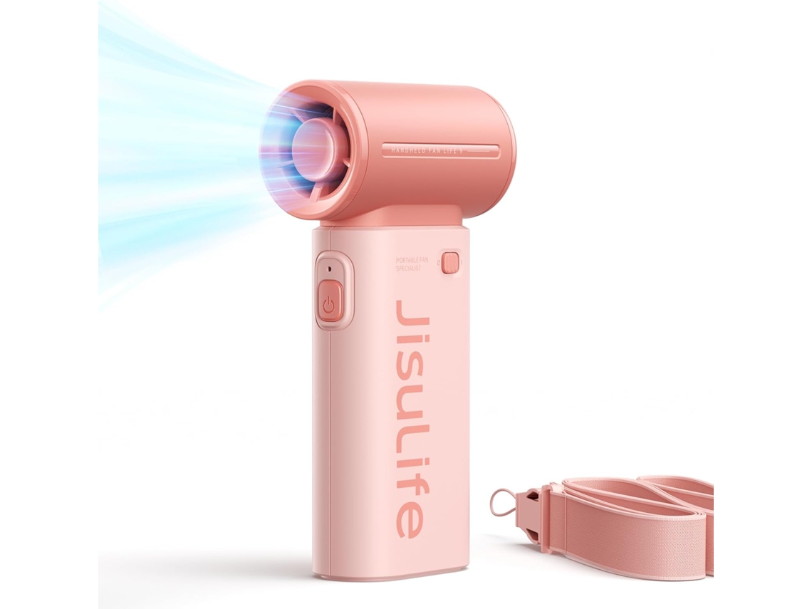 Ventilador Portátil De Mão Lalamoli, 5 Velocidades De Vento, Recarregável, Design De Bolso Pequeno, Adequado Para Viagens, Concertos, Rosa 5000mah
