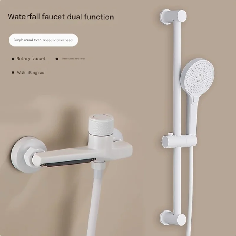 (branco D) Torneira Para Banheira Com Efeito Cascata E Ducha Manual, Misturador De Parede Para Chuveiro De Banheiro