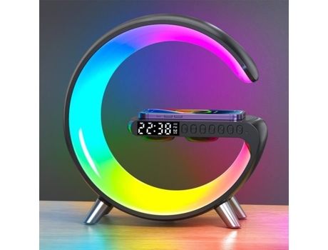 Carregador Sem Fio com Alto-Falante Bt Luz Led Rgb Despertador Digital Luz Noturna Luz de Despertar Iphone Samsung 15W X-TOUT