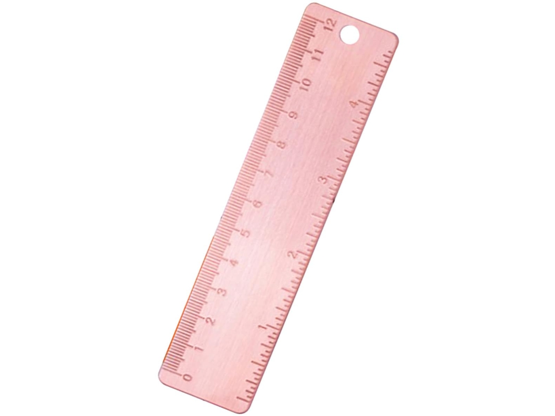 Régua portátil de cobre de 12 cm para estudantes, design multifuncional, adequada para ensino e corte, não para uso em mesa.