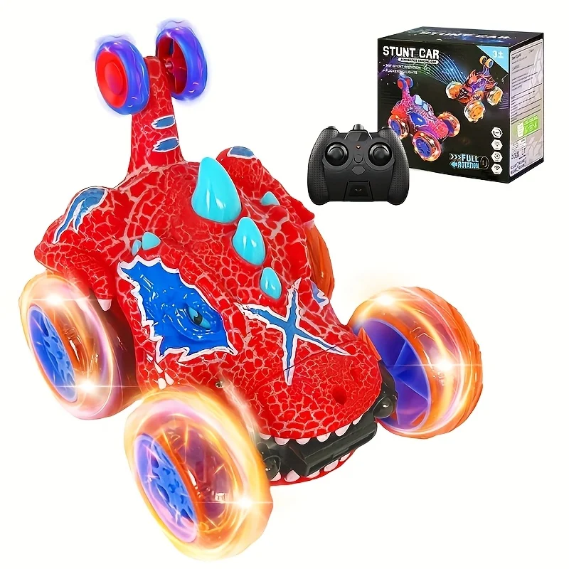 Carro Acrobático de Dinossauro, Controle Remoto Sem Fio de 2,4 Ghz, Luzes Coloridas Piscantes MDUG (vermelho)