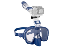 Conjunto de máscara de snorkel antiembaçante Czhhmart com tubo seco removível, tamanho P. Azul escuro.