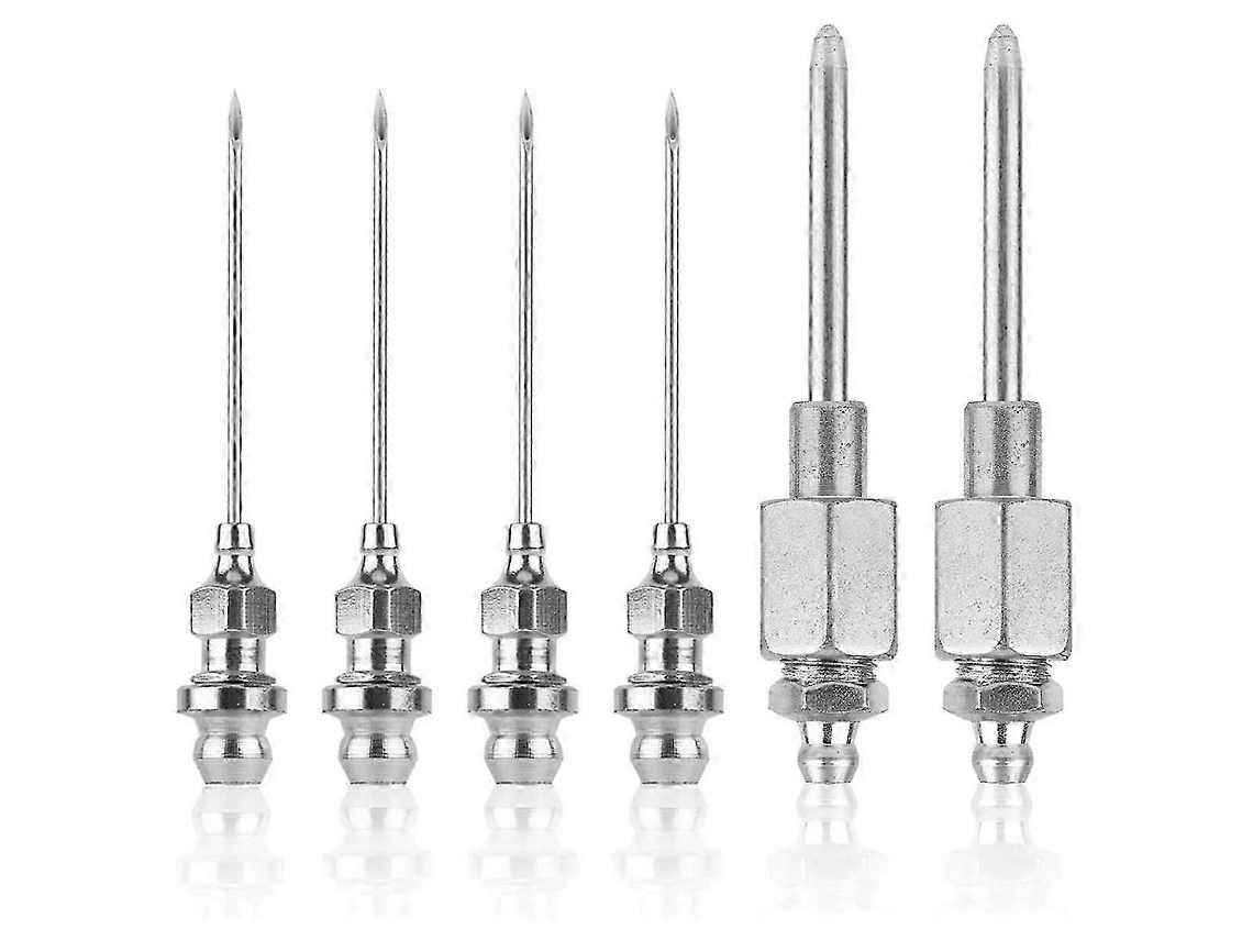 Kit Com 6 Bicos De Agulha Para Graxa, Em Aço, Com Seringa Aplicadora