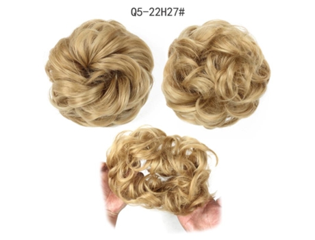 Coque Sintético Despenteado Com Elástico Para Cabelo - Fibra De Alta Temperatura, 10cm - Loiro Claro Com Mechas Loiro Acobreado