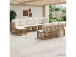 Vidaxl Conjunto De Sofás Para Exterior Natural E Branco Creme