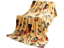 Manta de Flanela Syjym com Estampa Abóbora para o Halloween, Ideal para Quarto, Sala de Estar
