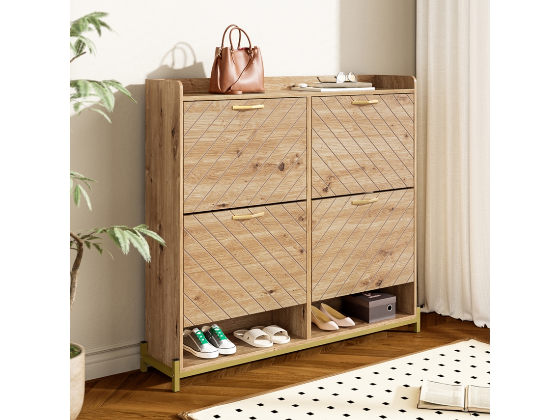 Sapateira Moderna em Madeira ZIWEI STORE com 4 Portas e Compacta, Ideal para Hall de Entrada