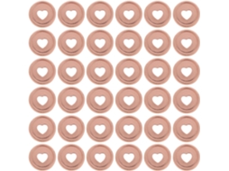 Discos de amarração em formato de coração, revestidos em plástico rosa dourado, 50 unidades, 2,4 cm (0,94 pol.)