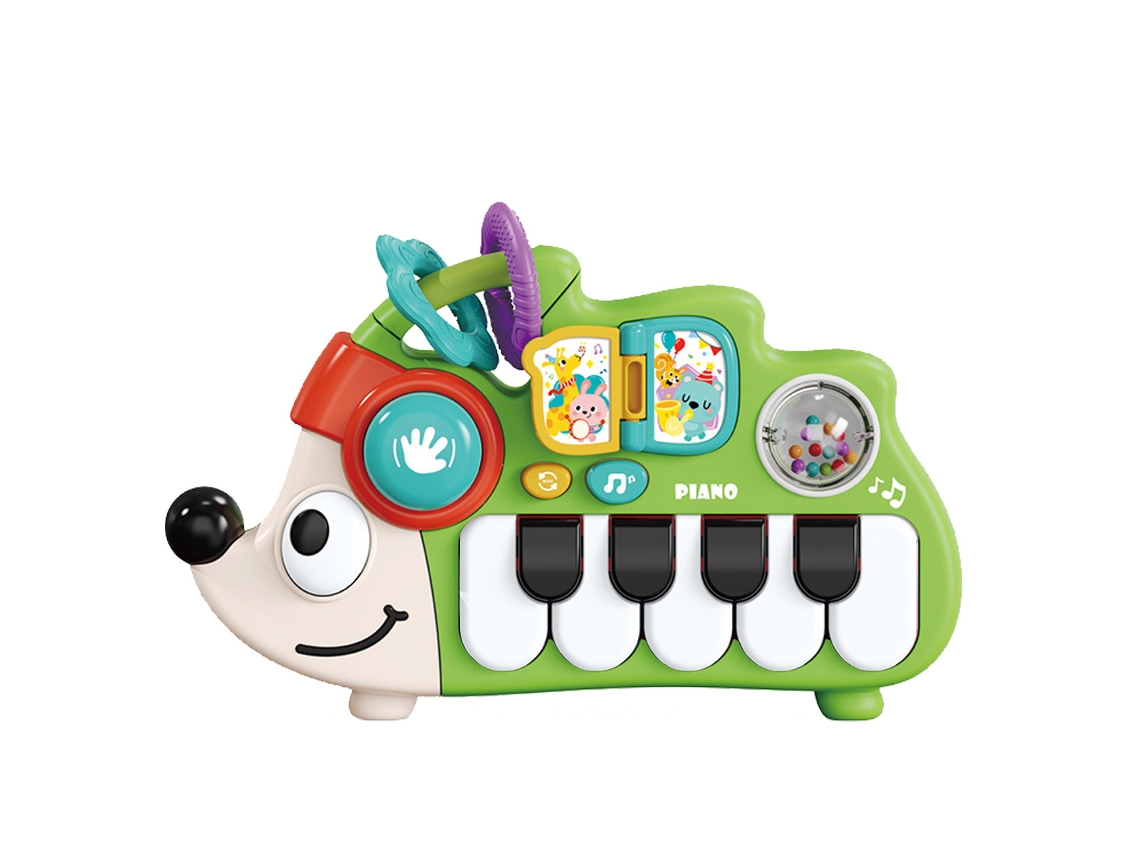 Brinquedo para Bebês, em Formato de Ouriço cacheiro de Desenho Animado, Teclado Eletrônico Multifuncional para Educação Infantil.verde CHENNNLS