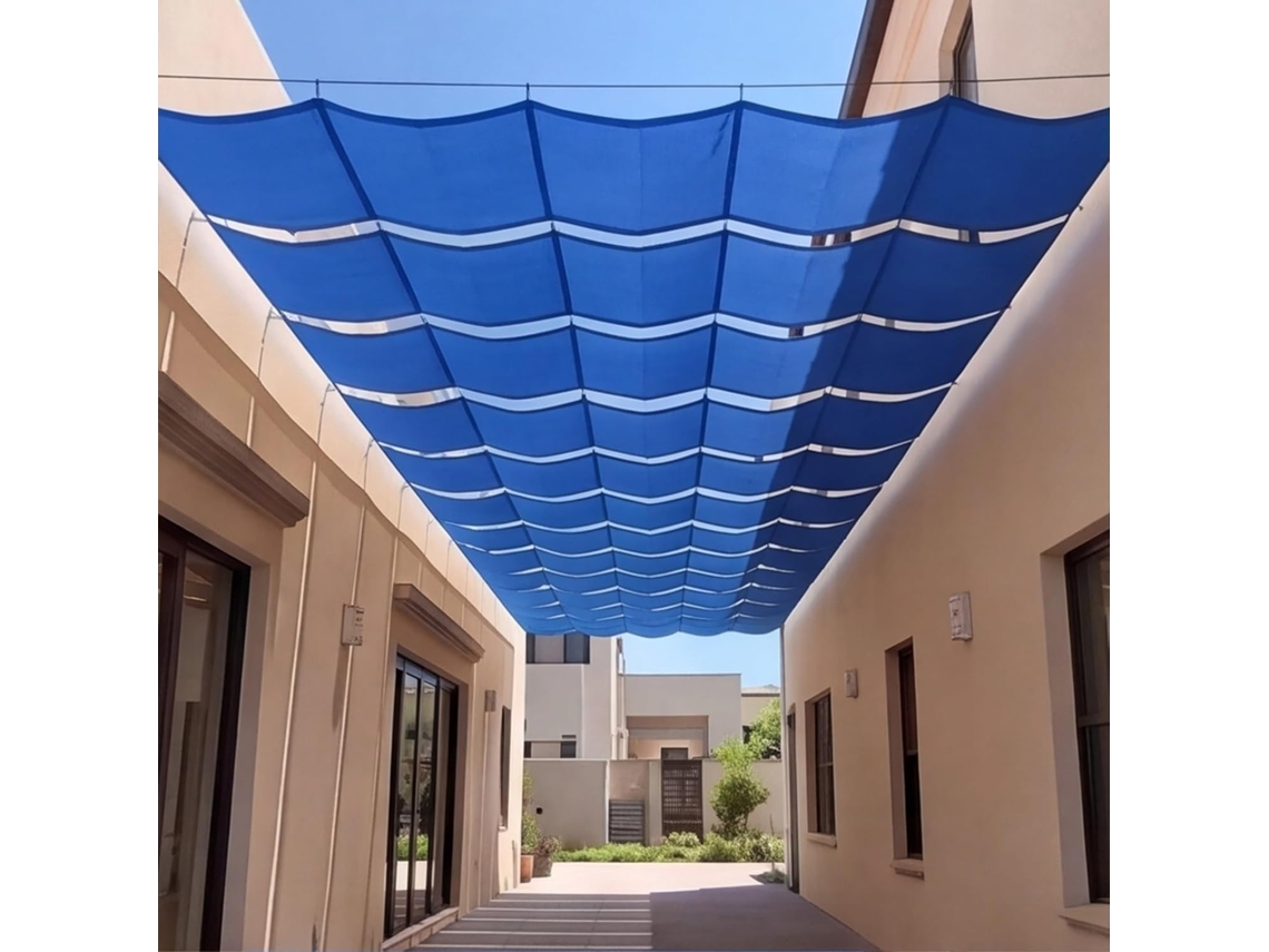 Toldo Retrátil À Prova D'água Com Proteção Uv 60 X 175 Cm Em Tecido Pes Azul Para Pátio