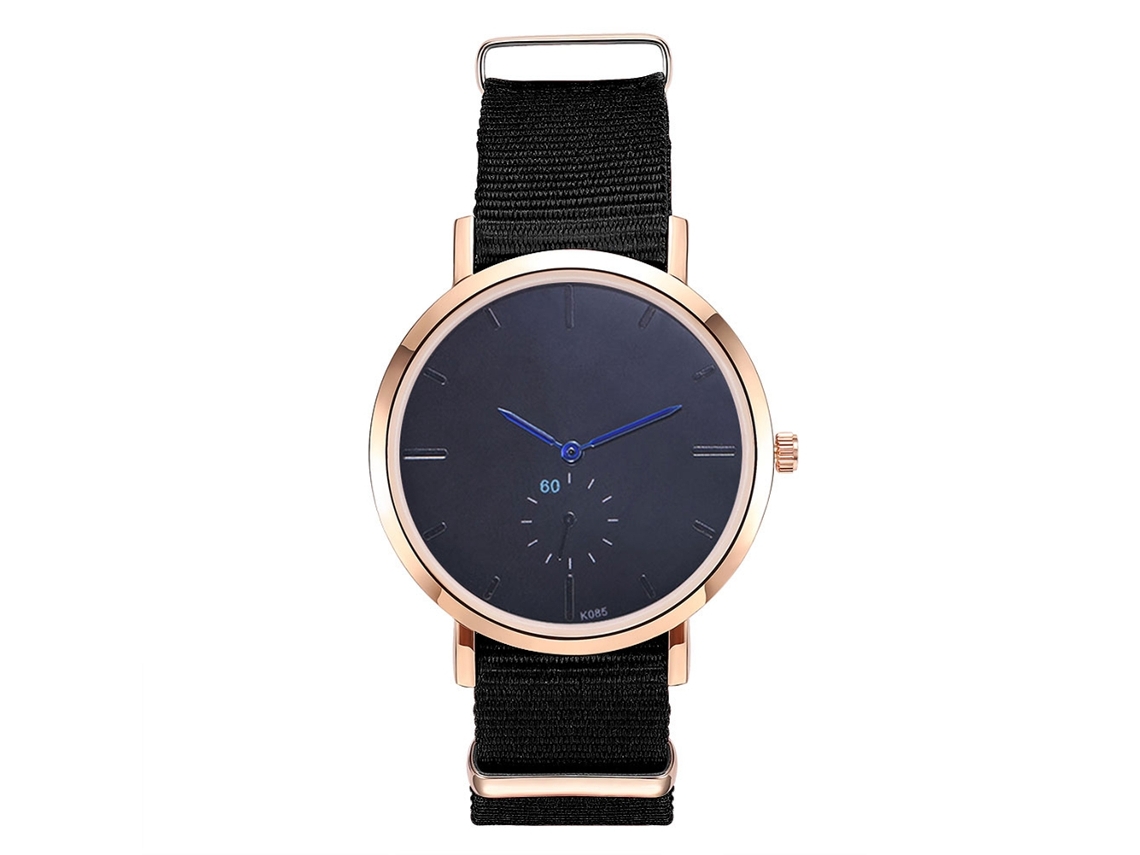 Relógio de Pulso Masculino Casual Simples com Pulseira de Náilon e Movimento de Quartzo Preto