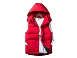 2026 chaleco Sem Mangas Acolchado Allthemen com Boné Removível Outono/inverno Casual Ajustado Ntu M Rojo
