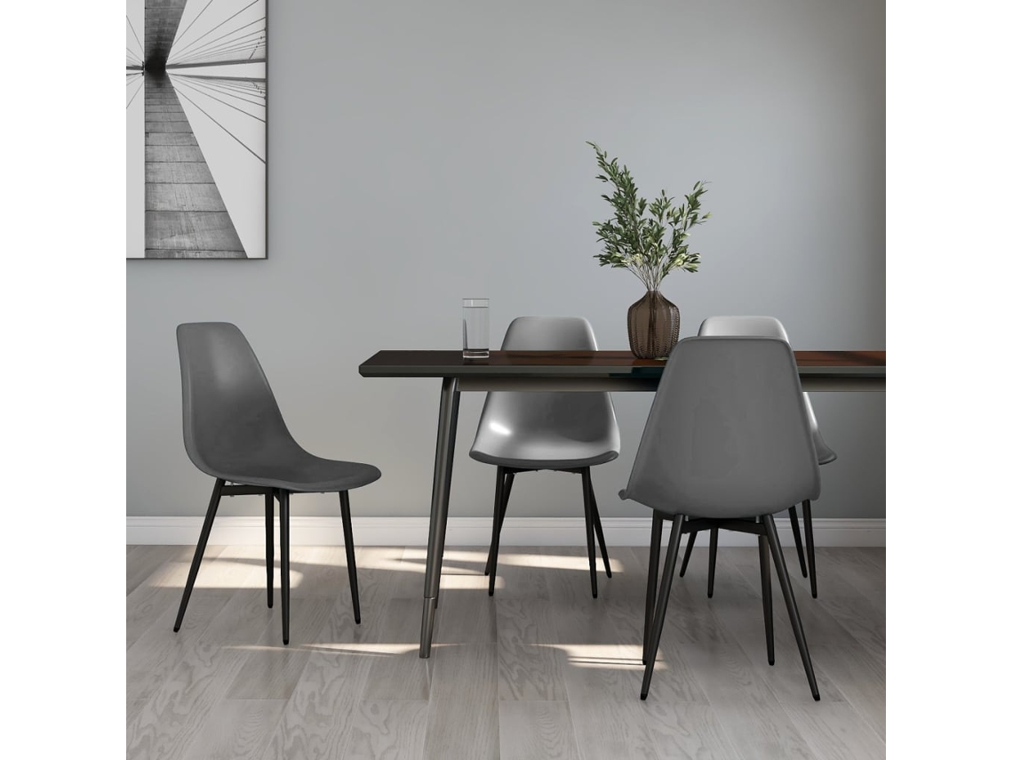 Vidaxl Cadeiras De Jantar 4 Pcs Pp Cinzento