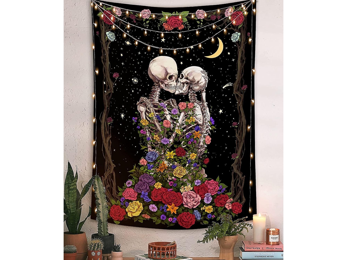 Omni tapiz de Parede com Design de Esqueleto Humano Hippie para Dormitório Decoração 148*200cm