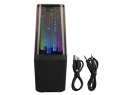 Caixa De Som Bluetooth Portátil Com Luzes Rgb E Portas Aux Usb Para Exterior E Mesa Preta