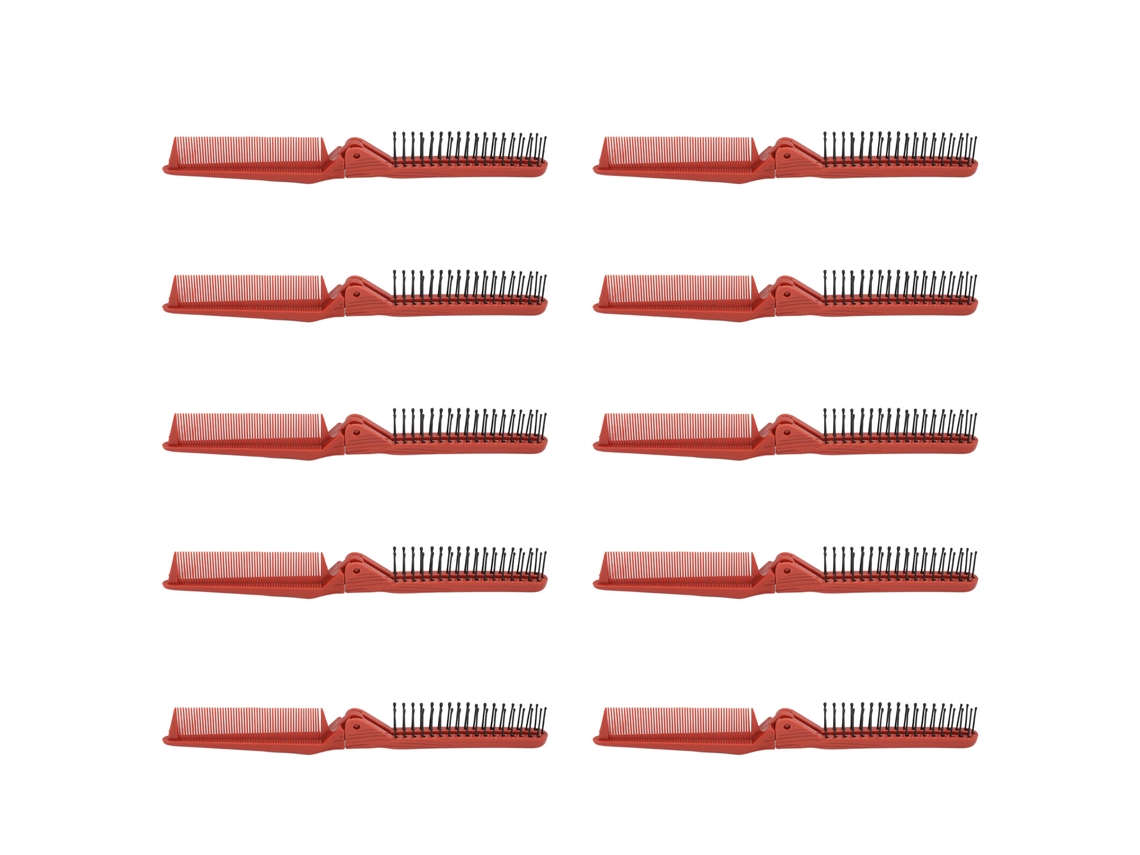 2026 10 Pentes Plegáveis Vermelhos com Dentes Finos de Abs Duráveis e Resistentes a Altas Temperaturas para Barba, Bigode, Viagem, Bolso e Homens