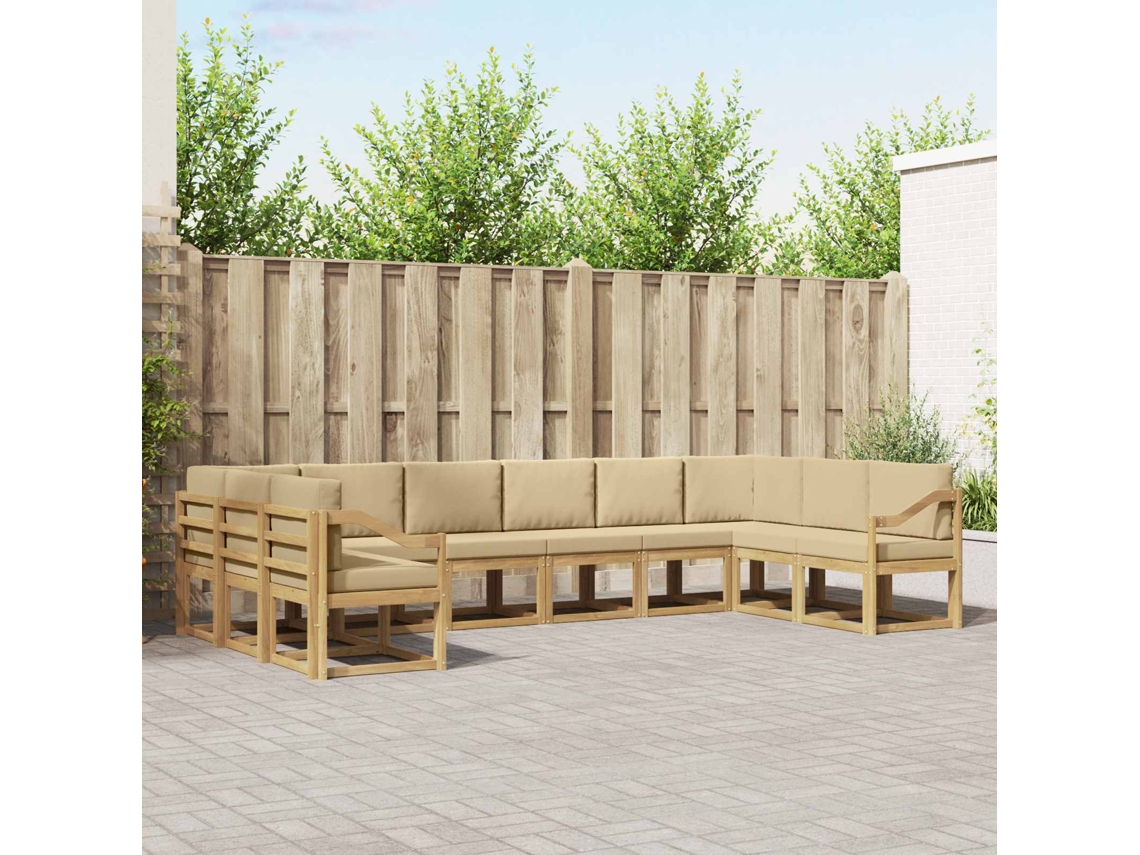 Vidaxl Conjunto De Sofás Para Exterior 10 Unid. Branco E Bege