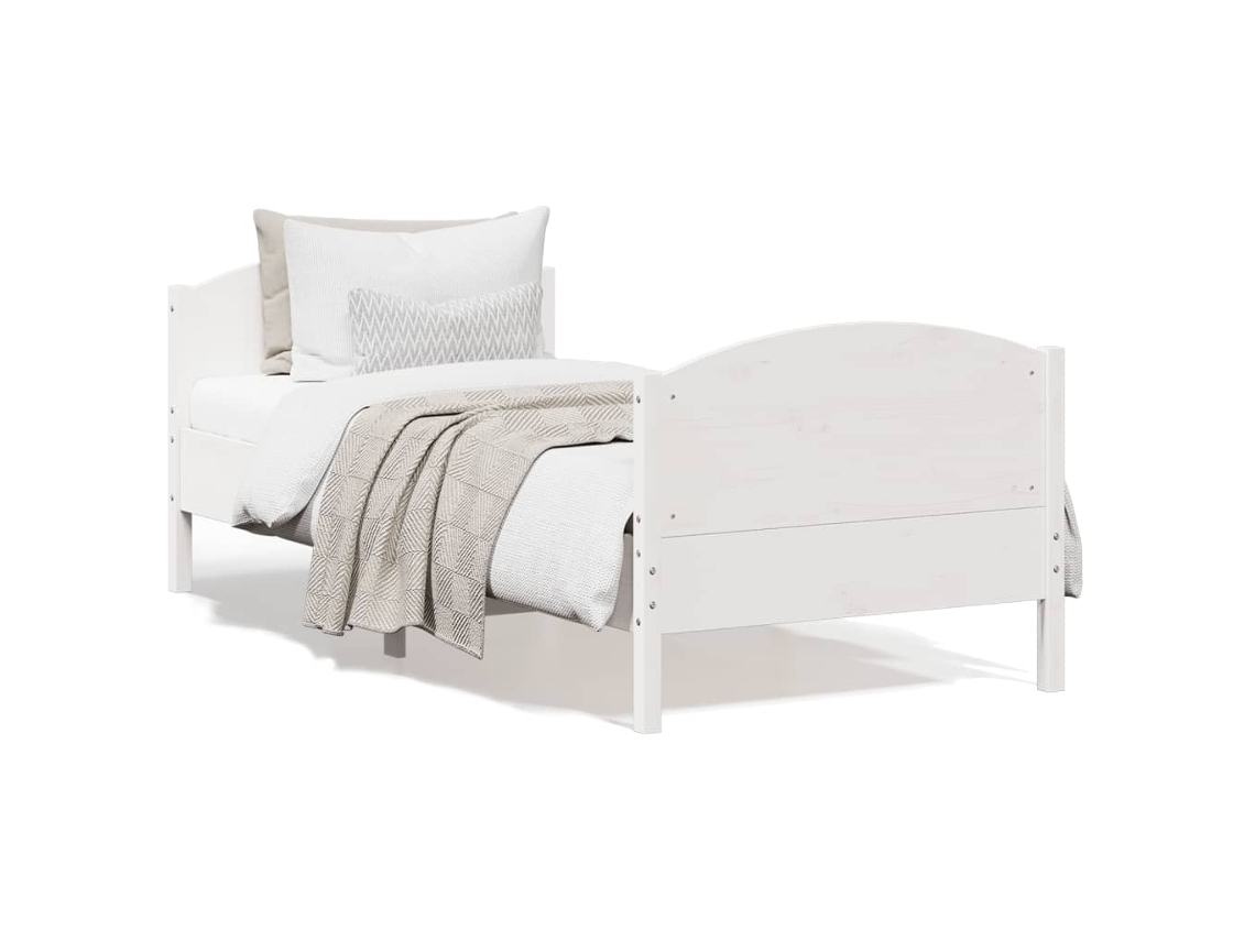 Cama Sem Colchão Madeira de Pinho Maciça Branco 100x200 cm MAISON EXCLUSIVE
