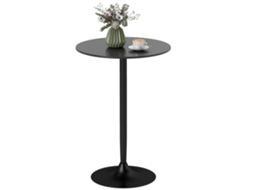 Mesa Alta Redonda Moderna com Base de Aço e Tampo de MDF, Ø70x102 Cm, Preta, ETOWN COMMERCE GMBH