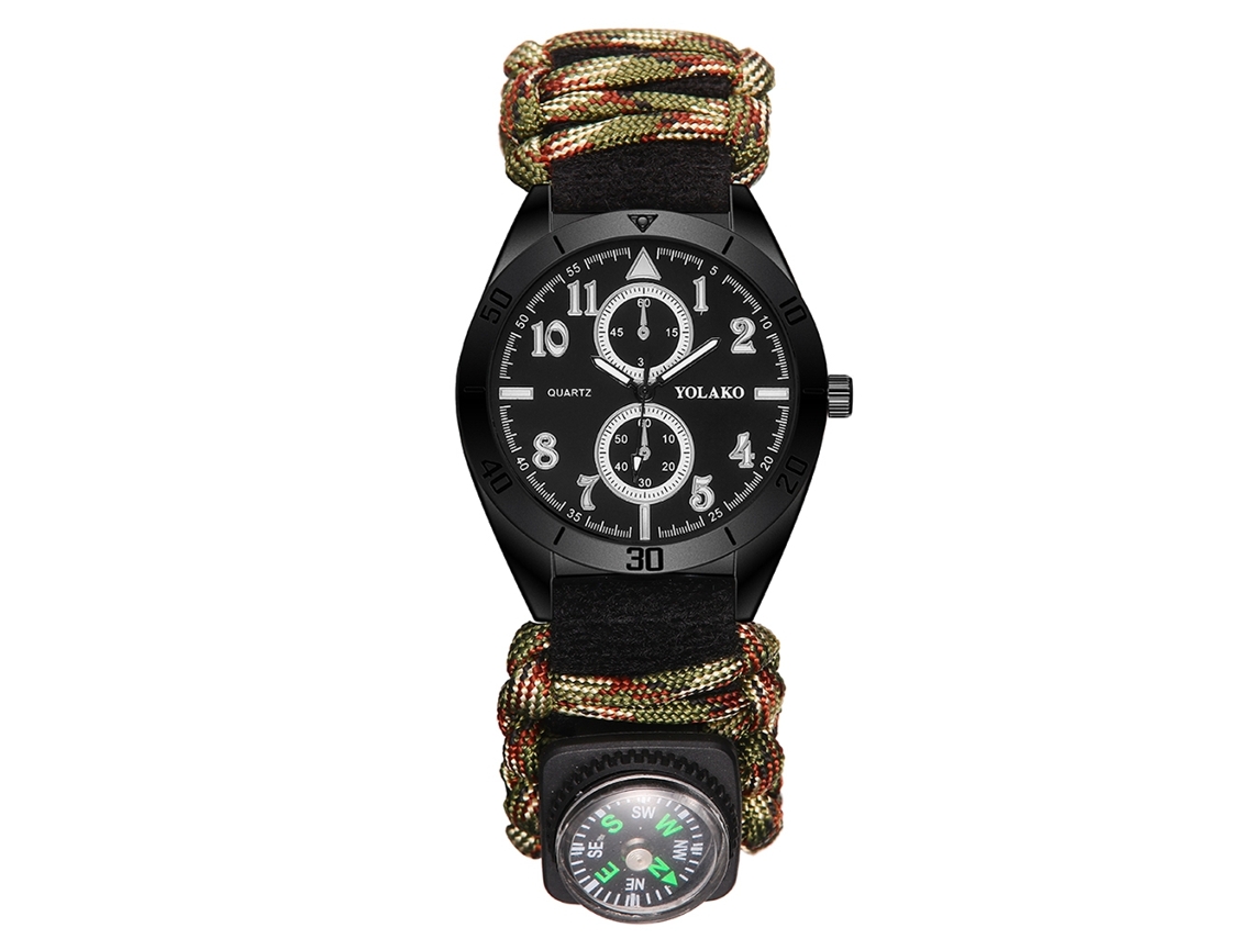 Reloj De Pulsera Hombre Deportivo Con Brújula Para Senderismo Montaña Camping Verde