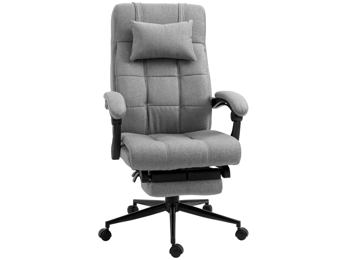 Cadeira de Escritório Linho, Espuma e Plástico Cor Cinzento 66x76x116-124 cm Vinsetto