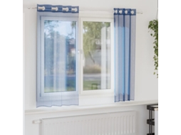 Vidaxl Cortinas De Voile Com Ilhós 2 Pcs Azul Real