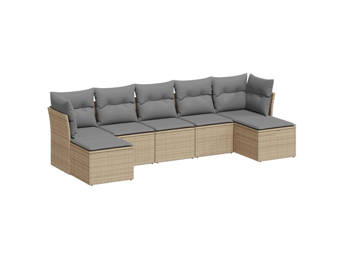 Conjunto de 7 Sofás Jardim com Almofadões Vime Pe Cinzento Claro MAISON EXCLUSIVE (7 pcs)