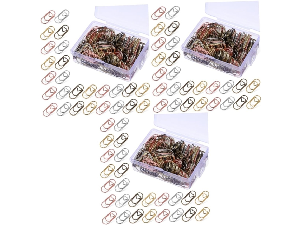 Conjunto de 3 mini clipes de papel, marcadores de página, clipes de arquivo grandes e pequenos e adesivos para massa.