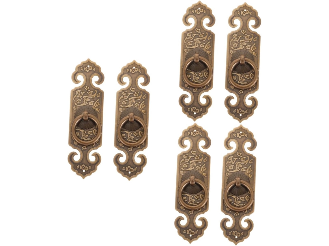 Conjunto De 6 Puxadores Com Design Retrô Antigo Para Móveis E Armários.